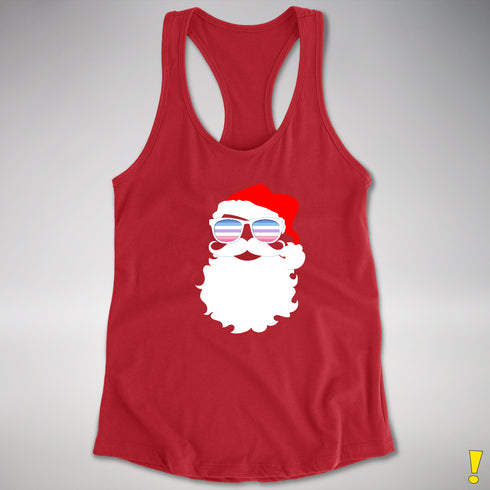 Santa Cutout BigenderSanta’s Bigender Pride Flag Shades Racerback Tank - Red